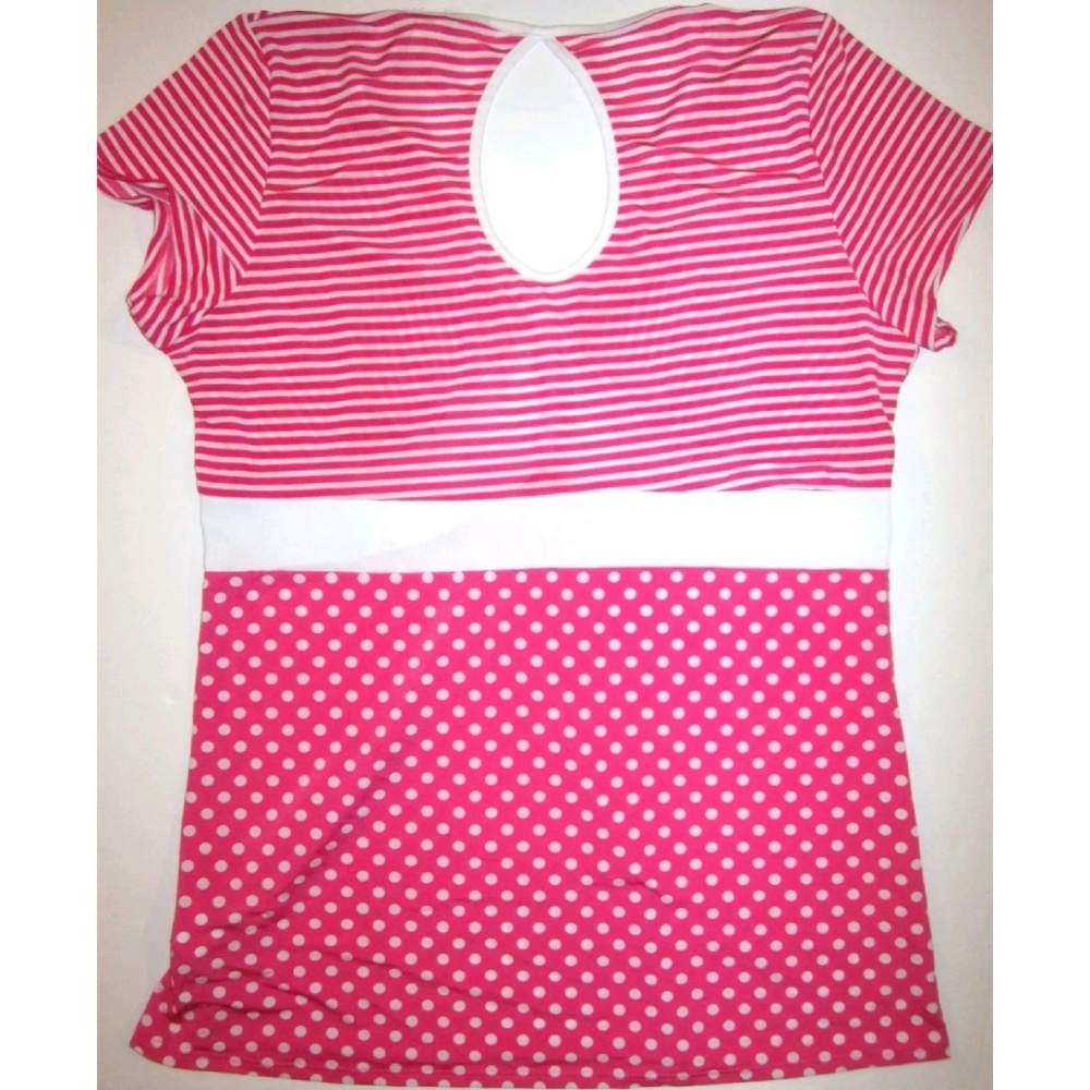 ๐ Jr PLUS 2X Hot Pink White Dotted Babydoll Top - Picture 3 of 3